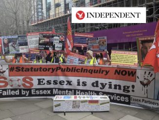 Families calling for an inquiry into Essex mental health deaths outside the Department of Health and Social Care on Wednesday